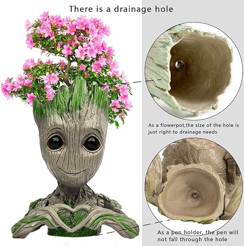 Miniatura 2 de Groot - Maceta para suculentas, 6 x 4 pulgadas, para plantas de interior, decoración de jardín, escritorio, soporte para lápices Groot para niños,