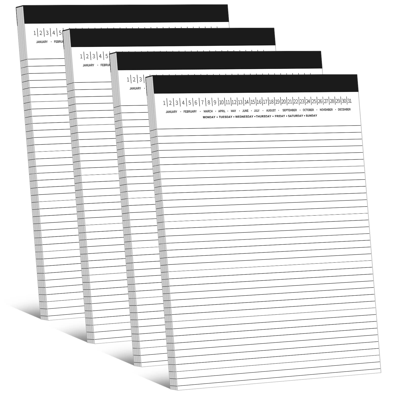 Geyee 4 Set Legal Pads 200 Sheets 11.75 x 8.5 Inches White Note Pads with Date on Top Lined Notepad Paper Notebook Ruled Writing Tablets for Office