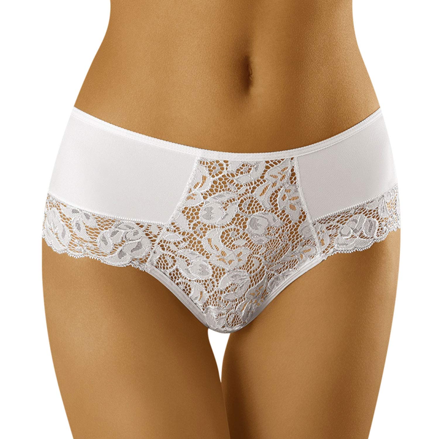 Wolbar Women's White Lace Briefs Wb426, ,M