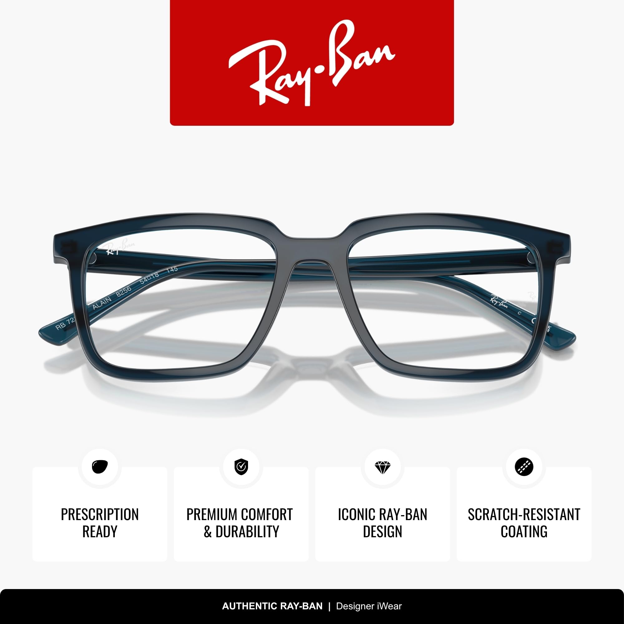 Ray-Ban Rx7239 Alain prostokątne ramki na okulary na receptę