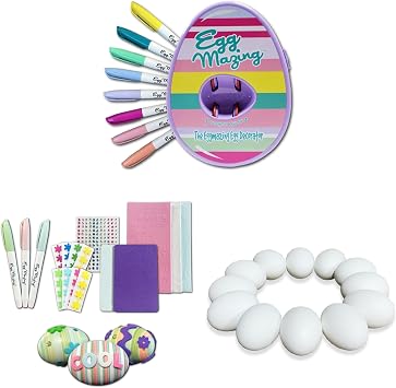 The Eggmazing Egg Decorator Easter Egg Decorating Kit Purple + White Wooden Eggs 12 Pack + Easter Egg-cessory Pack