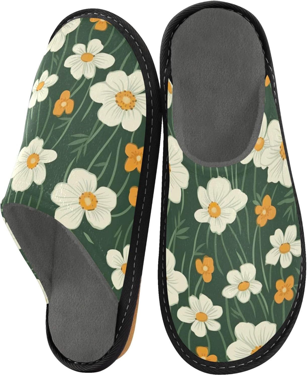 Flowers House Slippers – Cozy Fuzzy Slippers for Guests, Washable & Disposable, Perfect for Shoeless Home, Spa & Hotel Use A111510