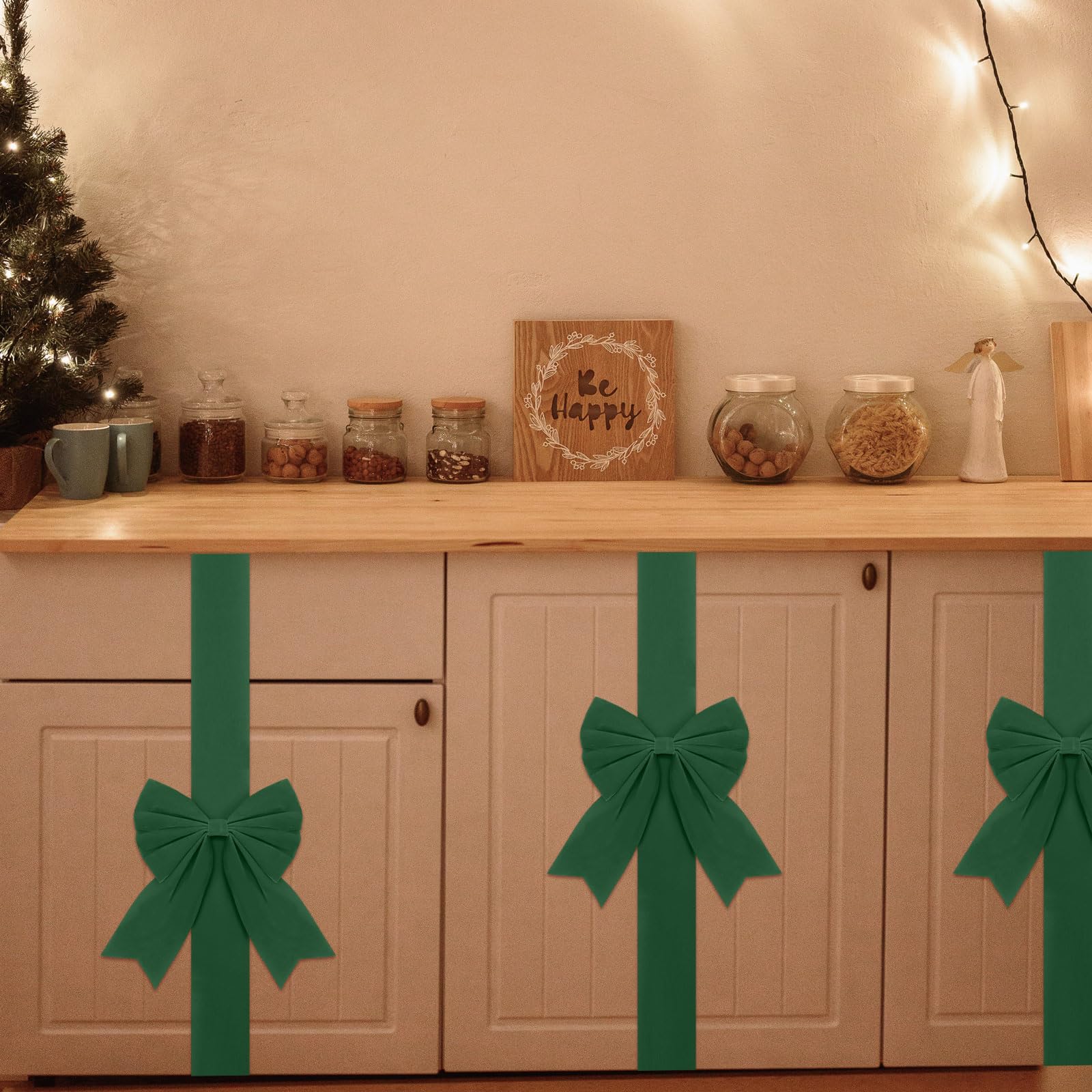 Syhood 8 Stück Samt Weihnachten Schrank Schleifen Tür Dekoration
