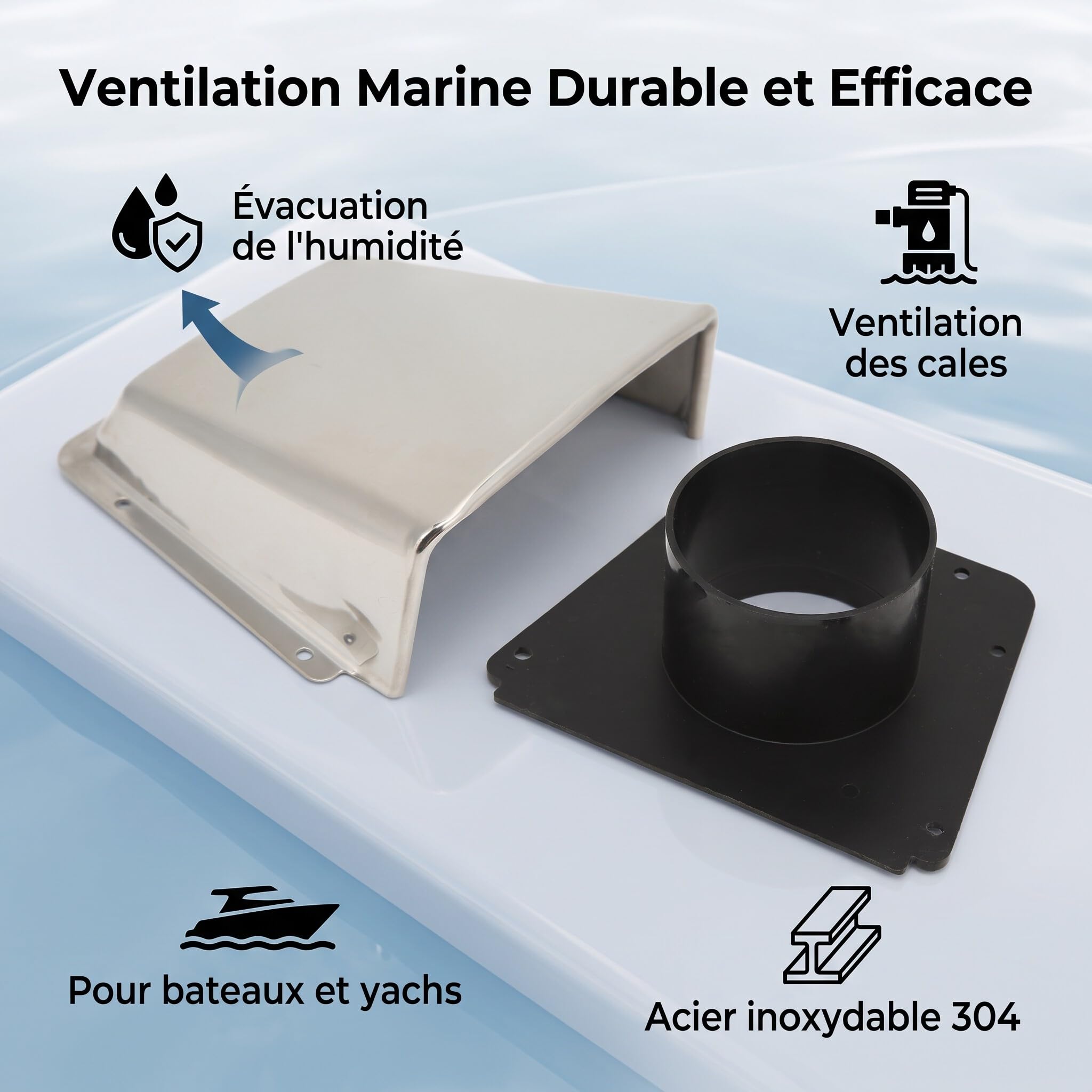 Zerodis Boot-Yacht-Serie, Edelstahl-Bootshauben-Entlüftungsabdeckung mit Nylonbasis, Langlebige Belüftung für Boote und Yachten, Marine-Clamshell-Ventilator