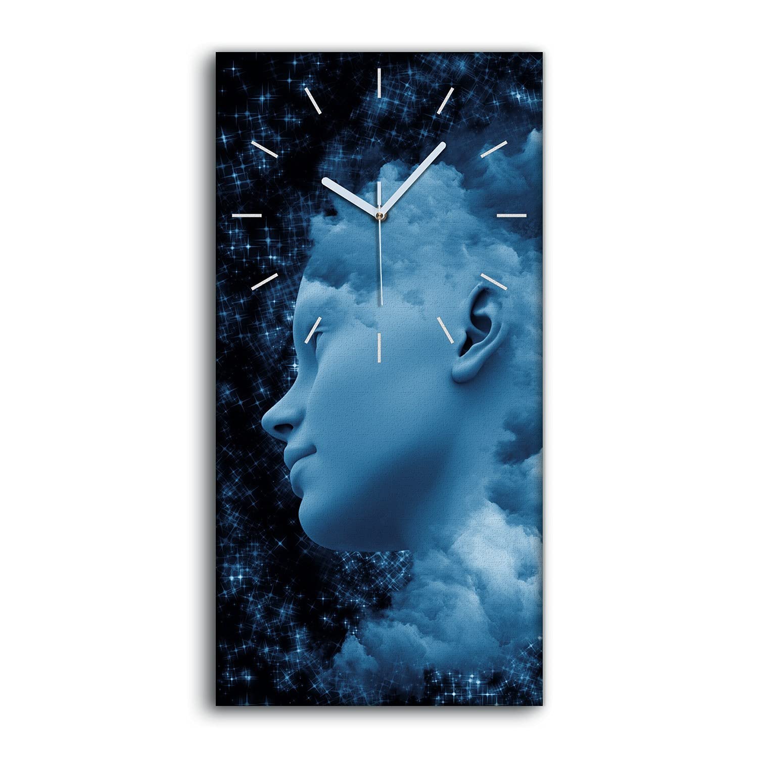 Horloge sur Toile 30x60cm Coloray avec Mains Blanches Cadran Silencieux