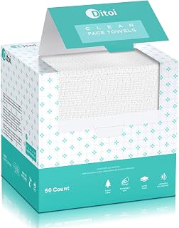Ditoi XL Disposable Face Towels 10x12 - Ultra Soft Thick Makeup Remover Wipes for Sensitive Skin, 50 Count Pack