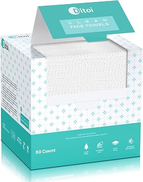 Face Towels, 10" 12" Disposable Face Towel, Face Towelettes XL, Ultra Soft Makeup Remover Dry Wipes, Thick Face Towel for Sensitive Skin, 50 Count 1 Pack