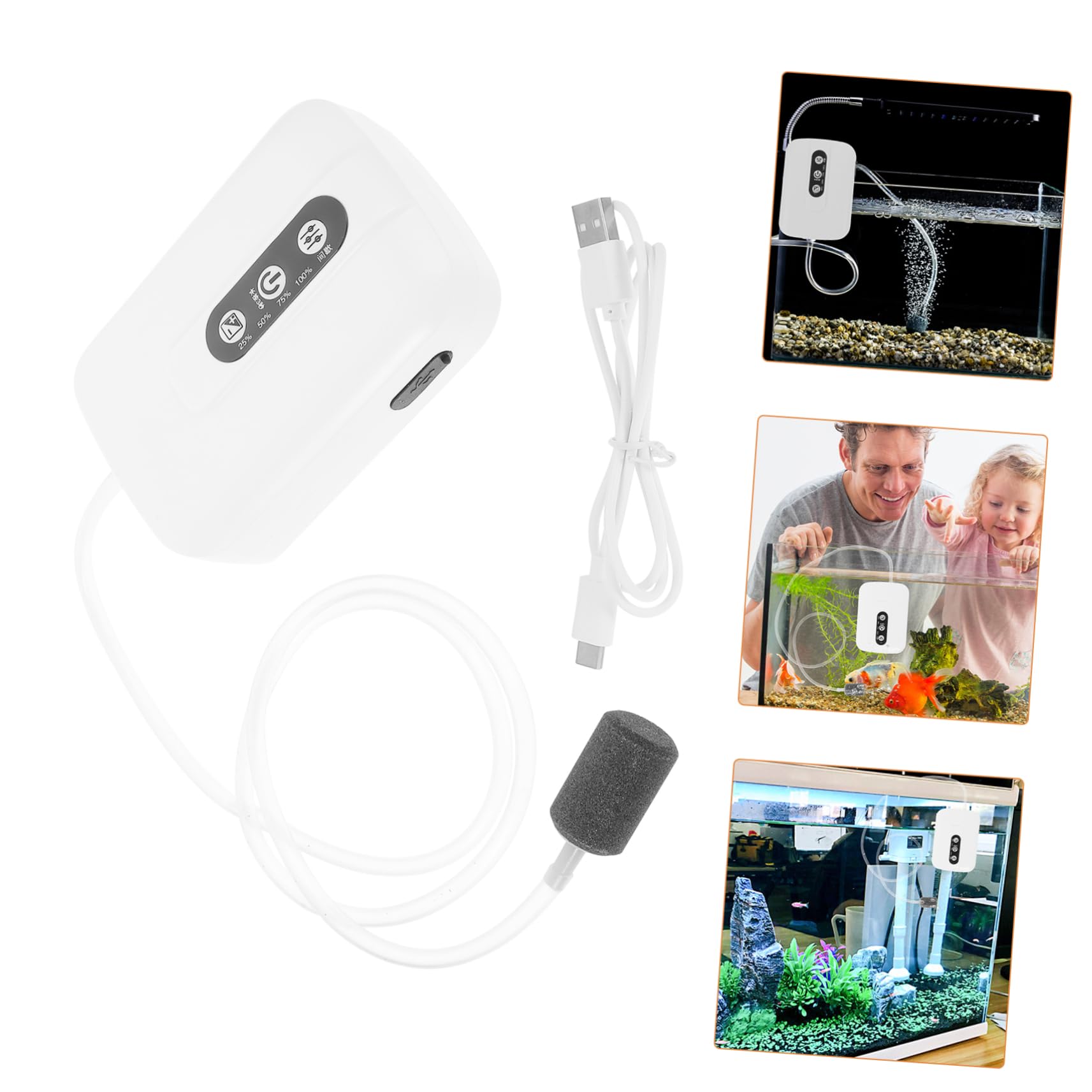 1 Juego de oxigeno para pecera de oxigeno Profesional de Aire para pecera de Aire de Acuario USB de Aire de Carga USB Importante aireador