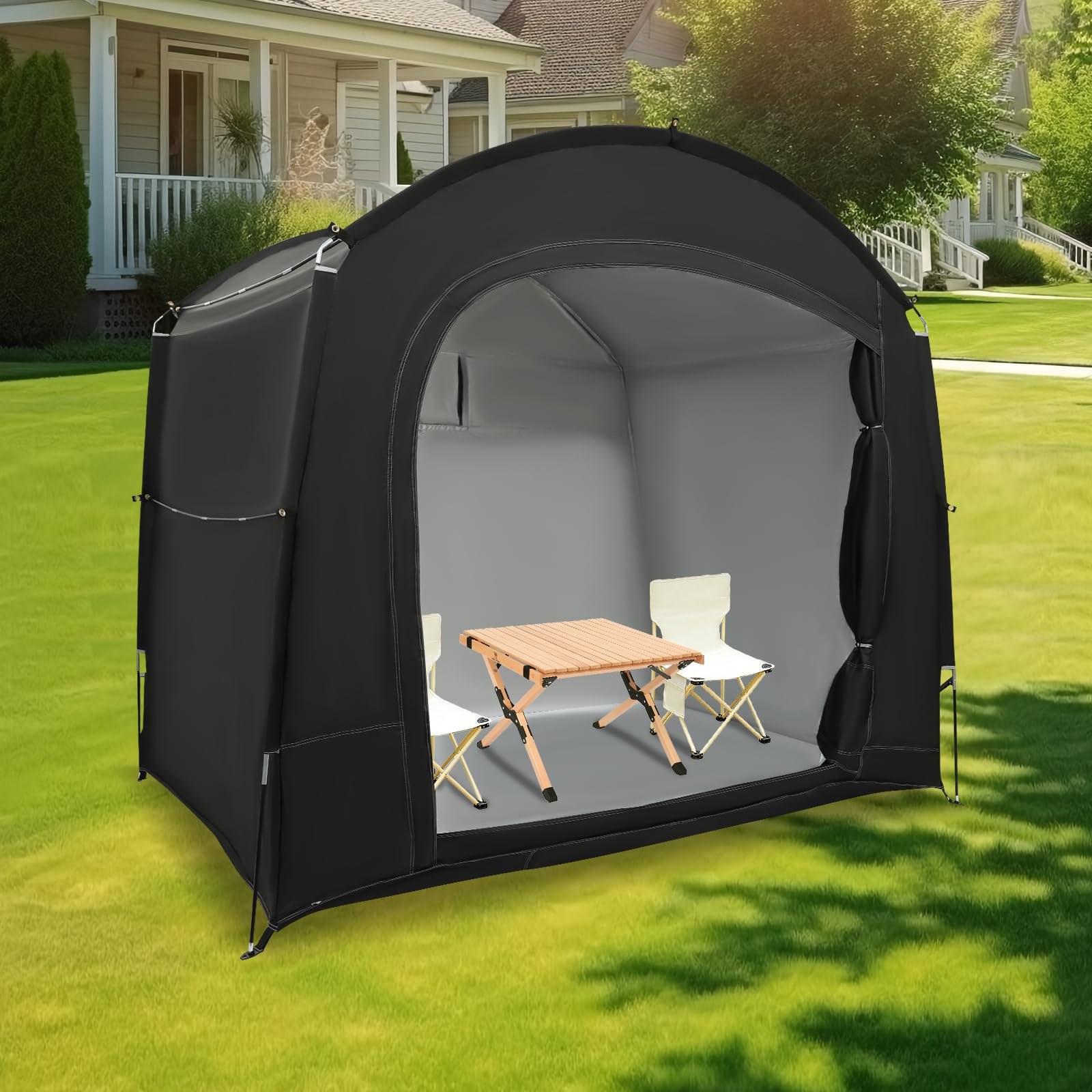 Tenda da viaggio per bicicletta, per esterni, può essere utilizzata per riporre biciclette, moto, strumenti di riparazione, colore nero, 220 x 150 x 185 cm
