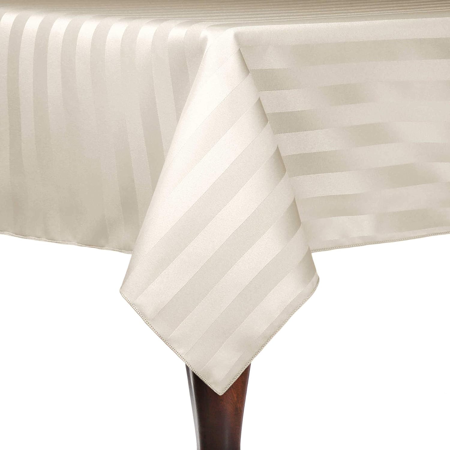 Ultimate Textile Satin-Stripe 72 x 108-Inch Rectangular Tablecloth Ivory Cream