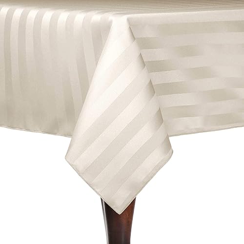 ULTIMATE TEXTILE Mantel cuadrado de rayas satinadas de 84 x 84 pulgadas, color marfil crema