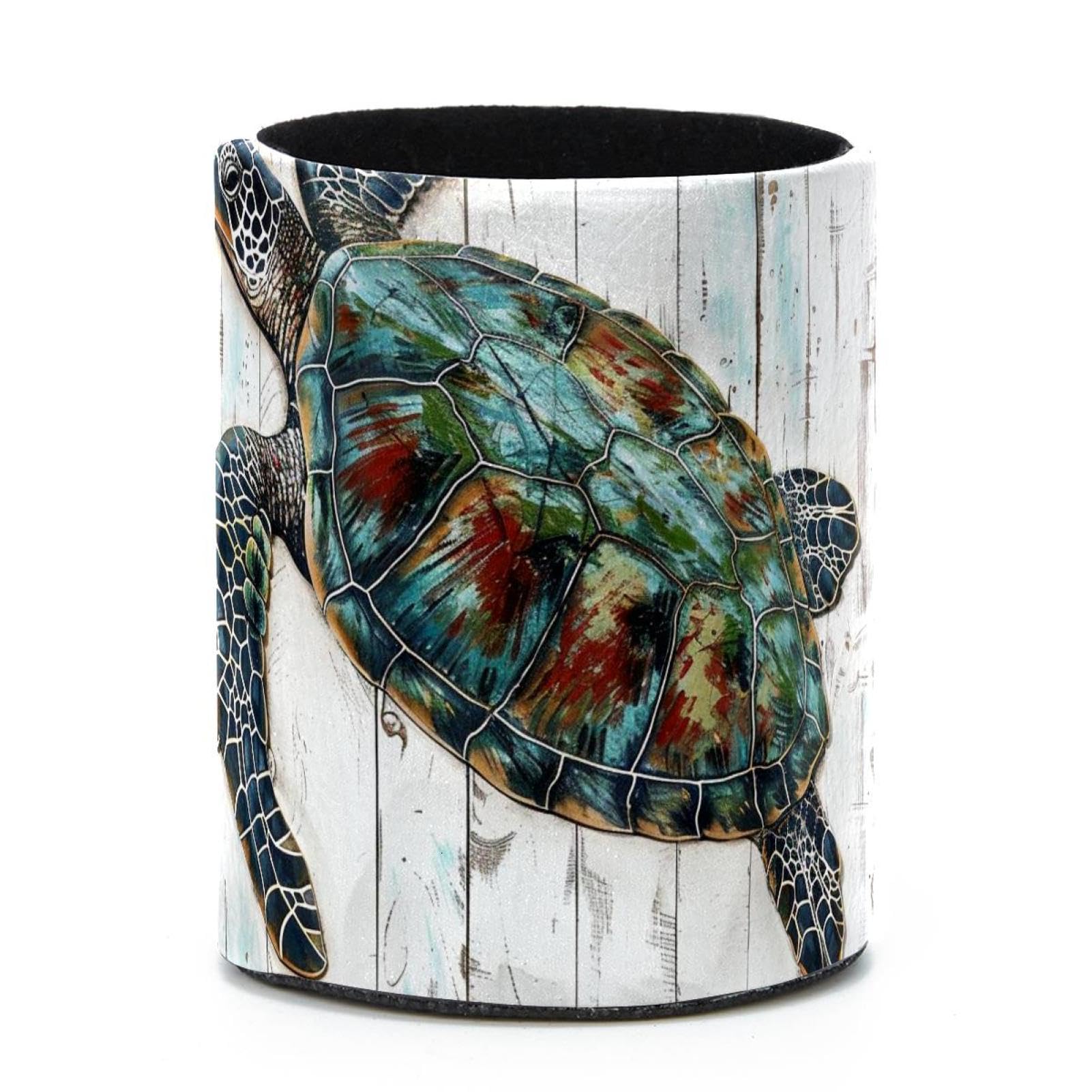 VAPOKF Round Pencil Holders for Desk, Sea Turtle Pen Holders Pen Pot Makeup Brushes Storage Desktop Stationery Supplies Organiser for Home Office