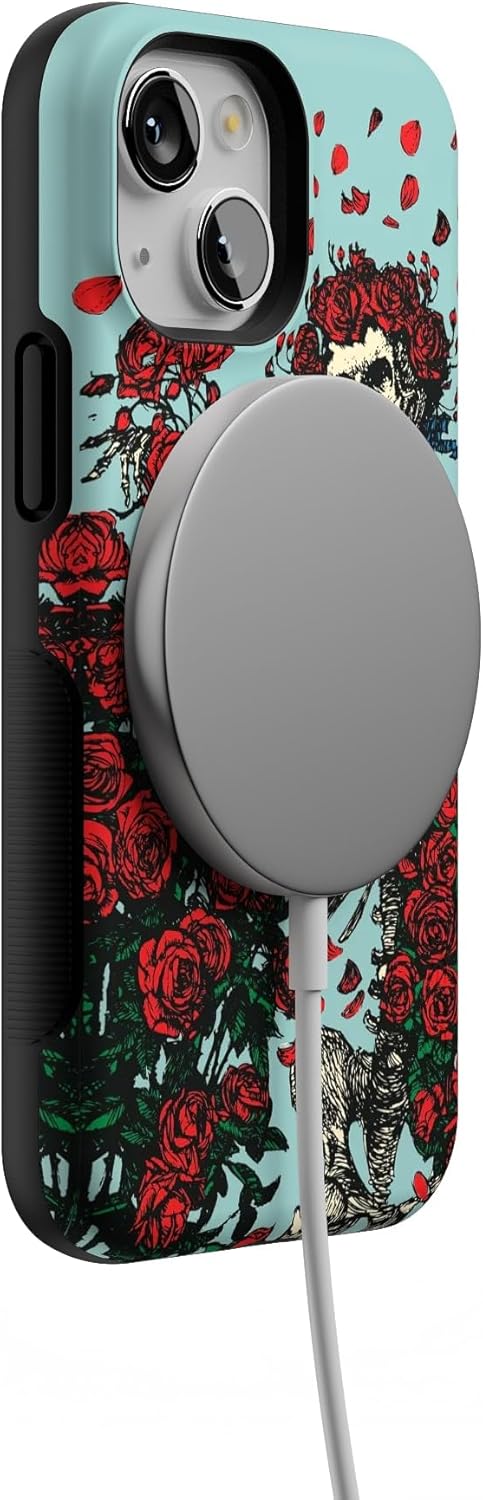Casely iPhone 13 Mini Case | Forever Grateful | Grateful Dead Skeleton Floral | Compatible with MagSafe | Bold Protective Design