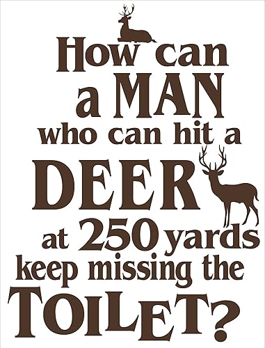 Miniatura 2 de Wall Decor Plus More WDPM3523 - Calcomanía de pared de baño para niños golpeando a un ciervo a 250 yardas, calcomanía de vinilo para inodoro, marrón