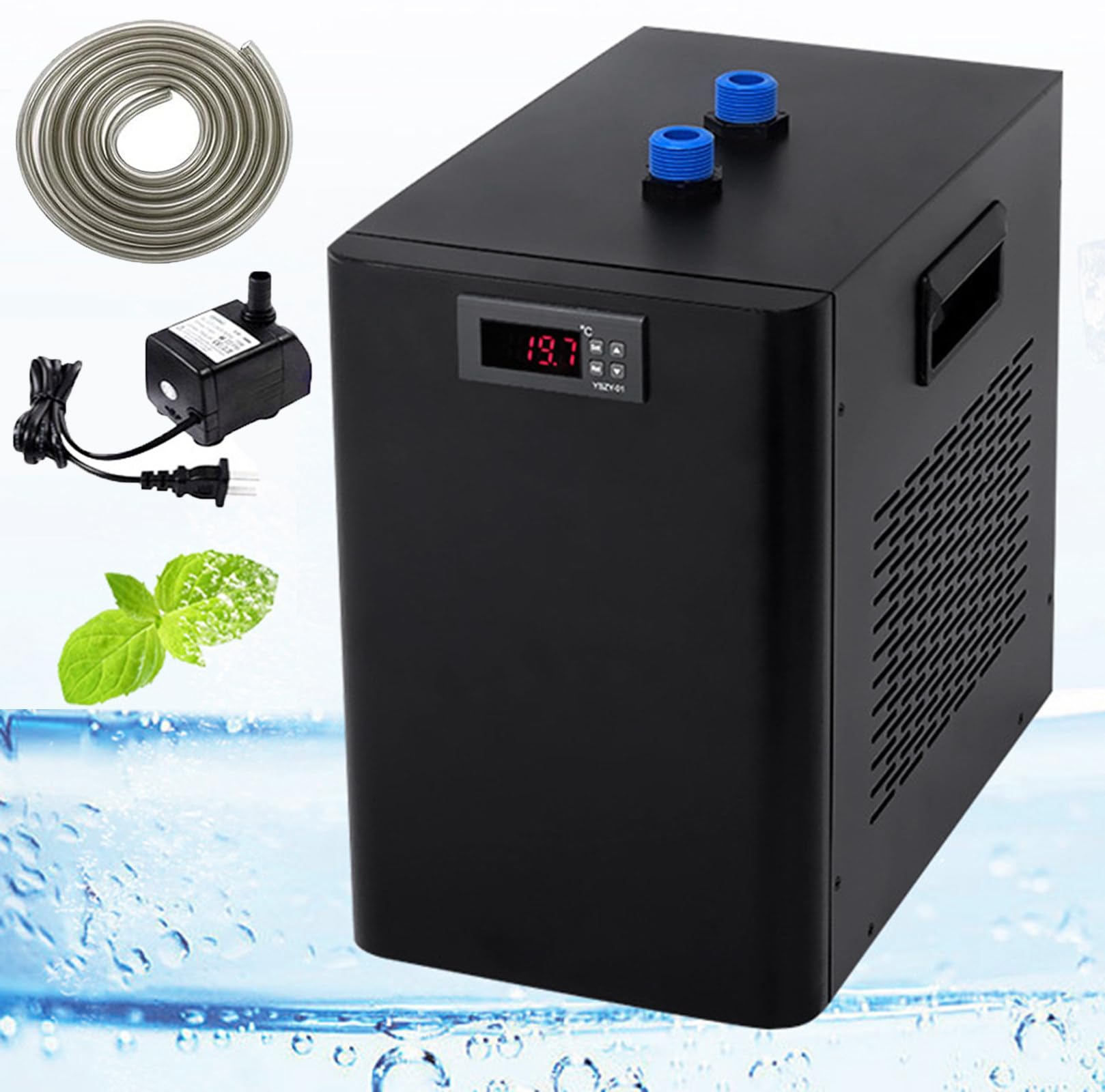 Enfriador de acuario, 1/10HP 160L 1/3HP 300L Enfriadores de agua, Enfriador hidropónico Enfriador de tanque de peces, Enfriador de agua para acuario con bomba y manguera, para pecera, camarones,300L