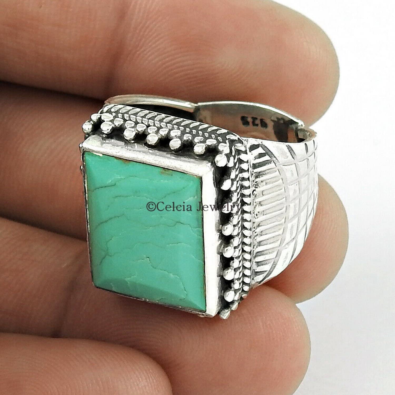 Turchese Sterling Silver, Mens Signet Ring, Regali di compleanno per papà, Anello turco dal design arabo, Anello da motociclista, Regali per il fidanzato, Regali per la festa del papà, di dicembre