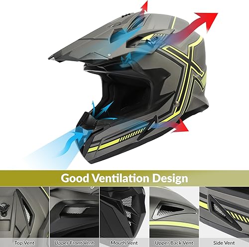 Miniatura 3 de TCMT Casco unisex para adultos, casco todoterreno de cara completa, para motocross, cuatrimoto, bicicleta de montaña, casco MX aprobado por DOT