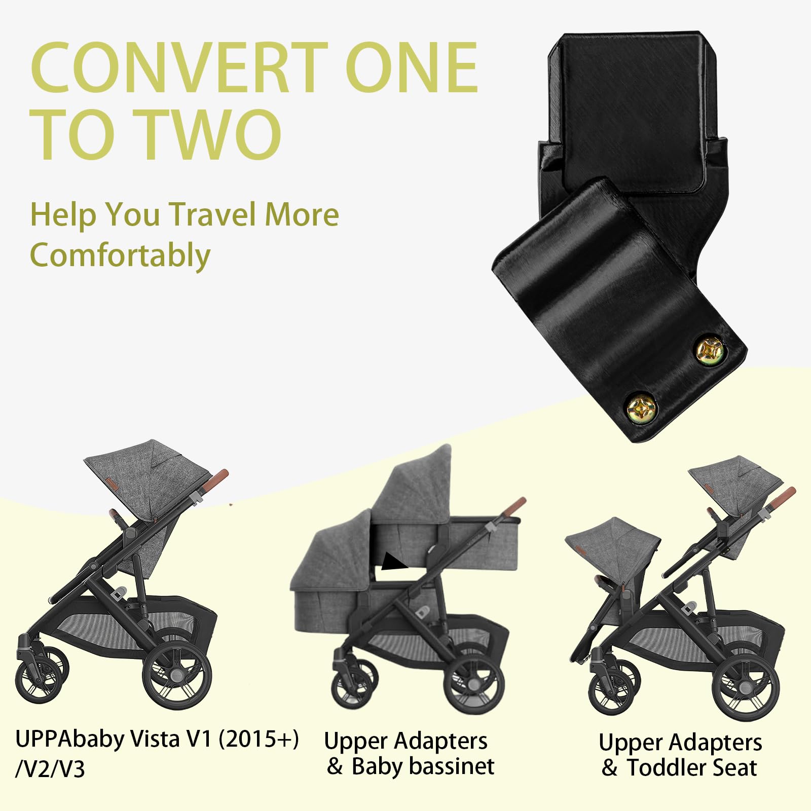 Upper Bassinet Conversion for UPPAbaby Vista V1 (2015+), V2 or V3, Secure Bolt-On Bracket for Elevated Stroller Configuration, Bassinet Not Included, Upper Adapter Only : Baby