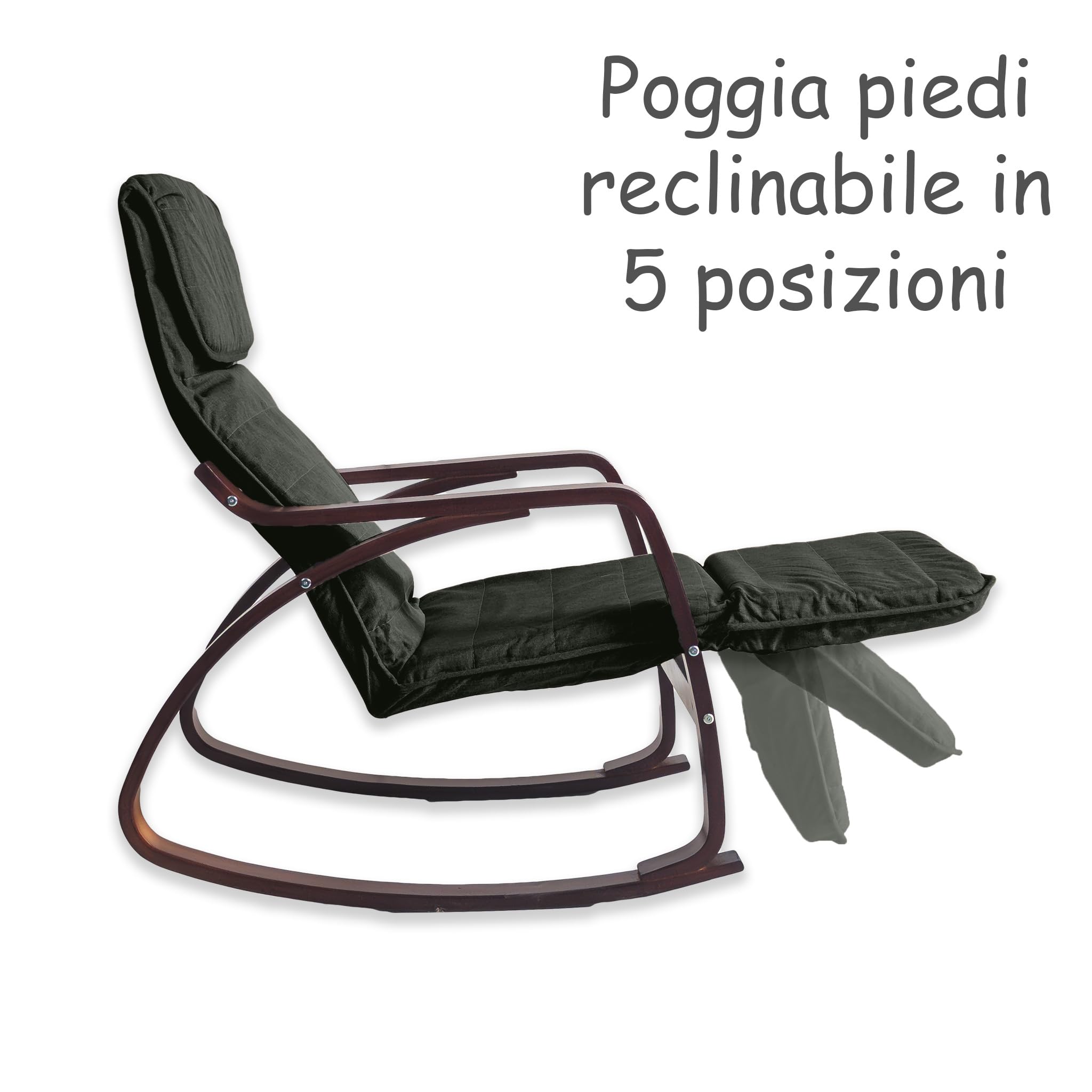 yelloo - Sedia a Dondolo ZEN da Interno, Poltrona a Dondolo da Interno in Legno di Betulla, Poltroncina Camera da Letto, Relax, Giardino Coperto, Sedia Legno Comoda (Noce Nero)