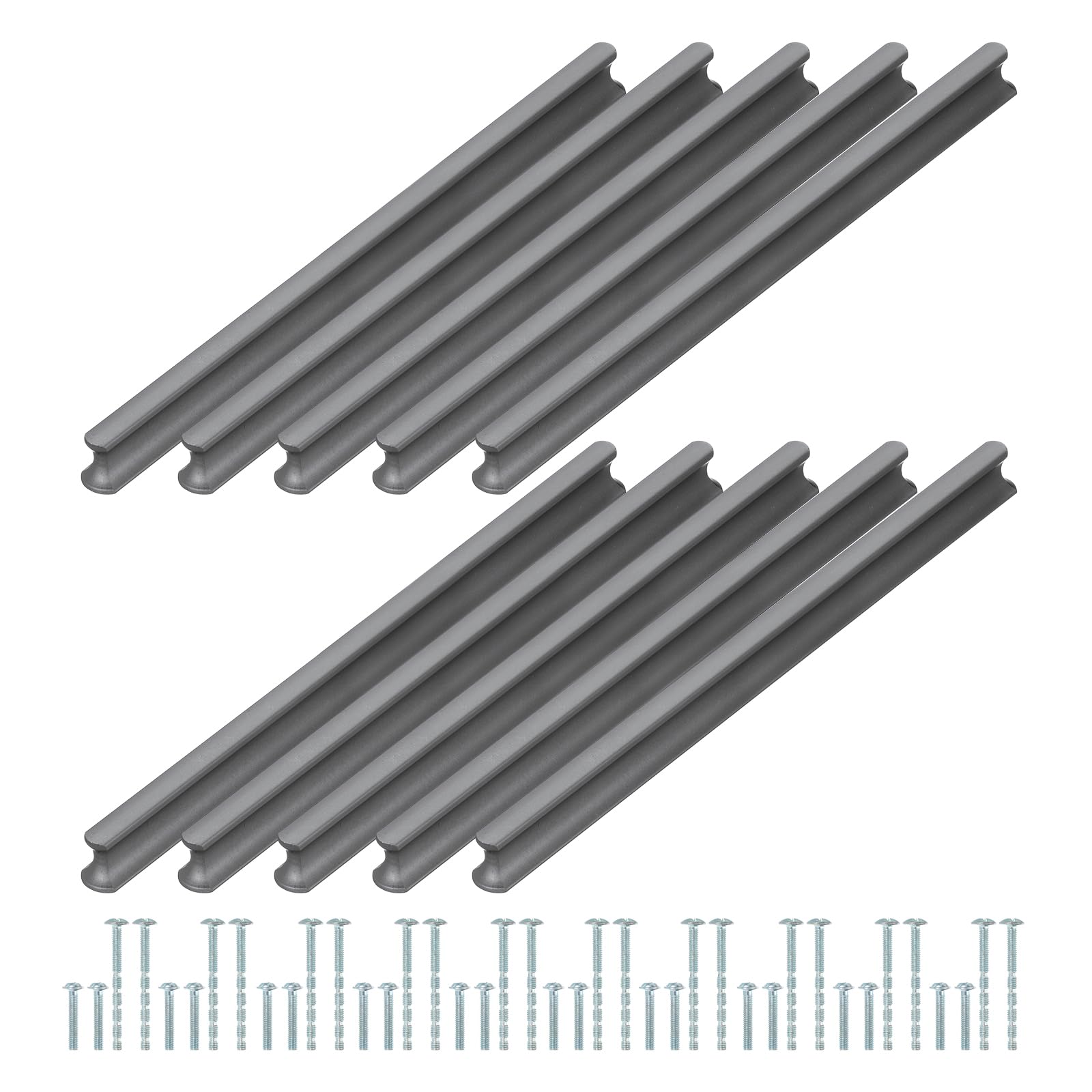 PATIKIL Door Handles 7.56 Inch (192mm) Hole Center, 10 Pack Brushed Pulls Kitchen Drawer Hardware for Cupboard Drawer Pulls Gray
