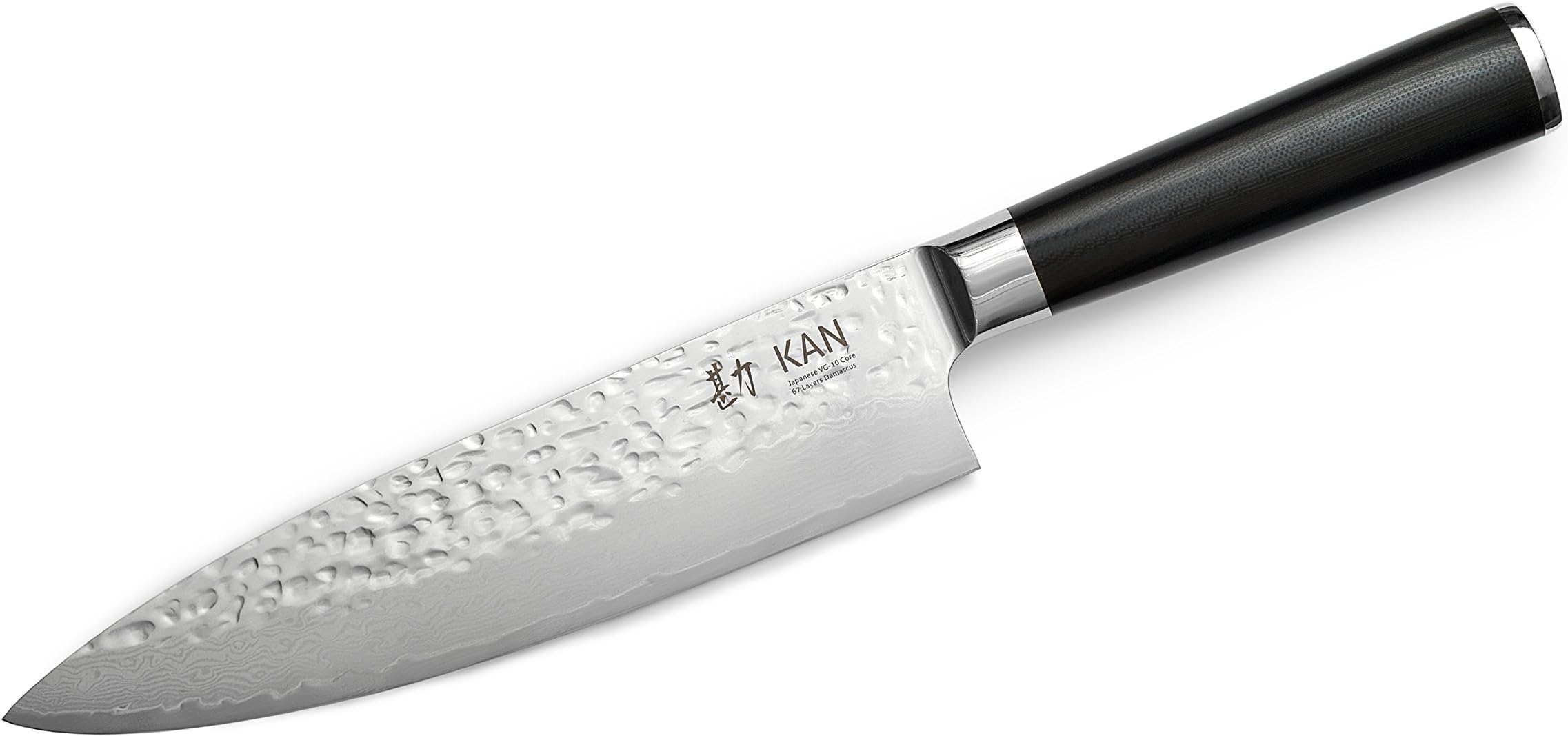 KAN Core Professional Chef Knife 8-inch VG-10 67 layers Damascus Ambidextrous (Hammered Japanese VG-10 Blade, G10 handle-upgraded version)