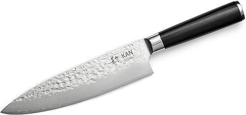 Miniatura 8 de KAN Core Chef Cuchillo VG-10 de 8 pulgadas, 67 capas Damasco ambidiestro (hoja VG-10 no martillada, mango G10)