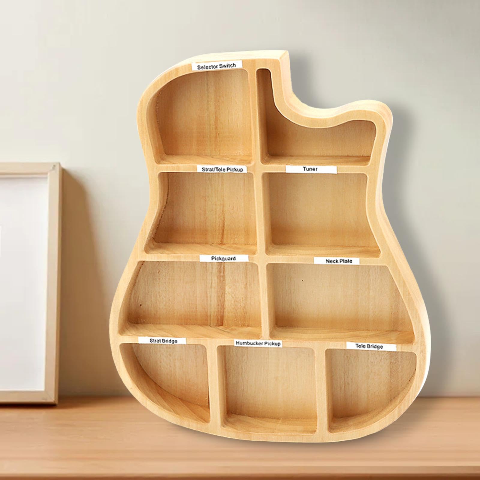 Generic Caja de Púas de Guitarra de Madera, Soporte para Caja de Púas de Guitarra con 9 Compartimentos