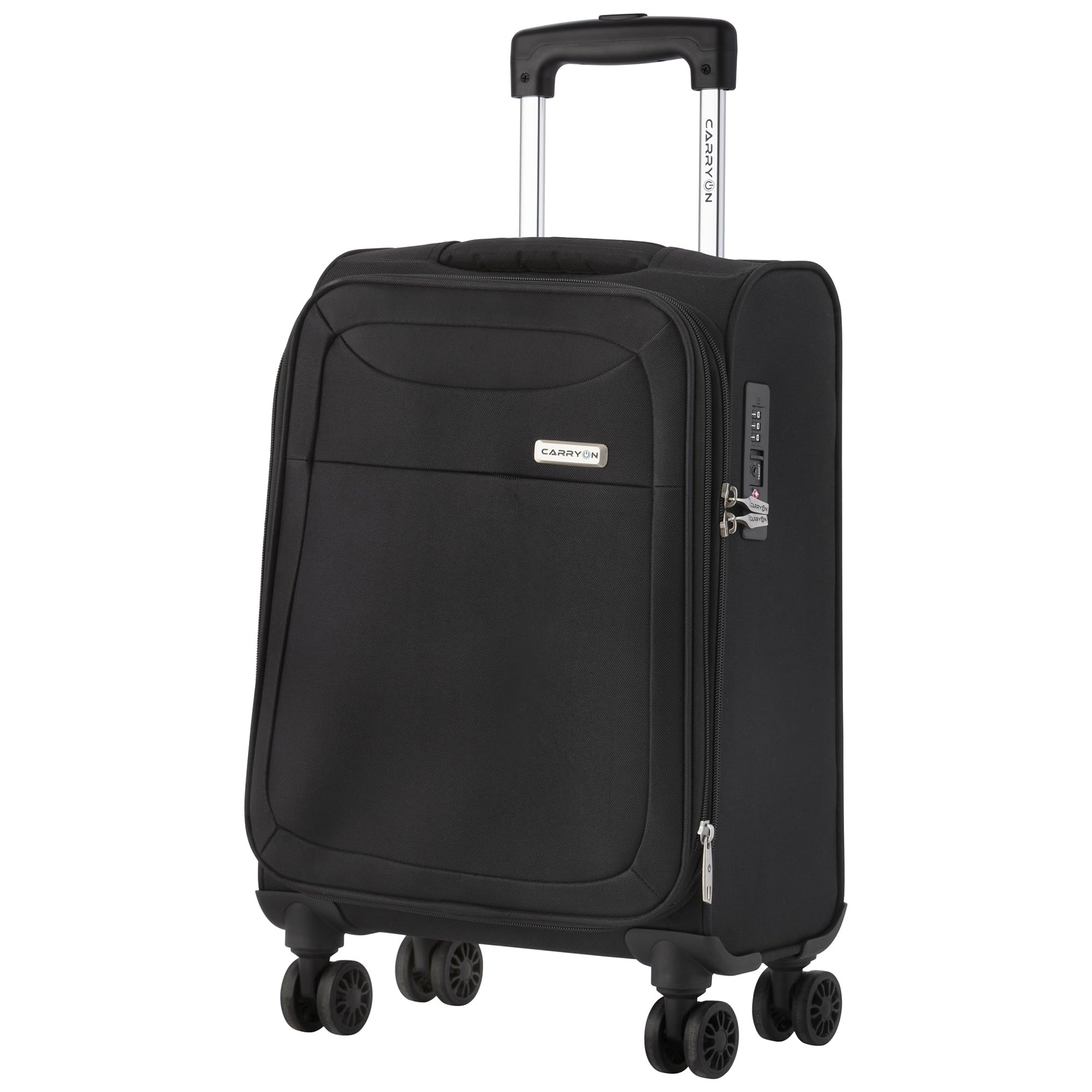 CarryOn Air – Miękka walizka kabinowa 55 cm, 41 l, lekka z zamkiem TSA (Czarny, Mały)