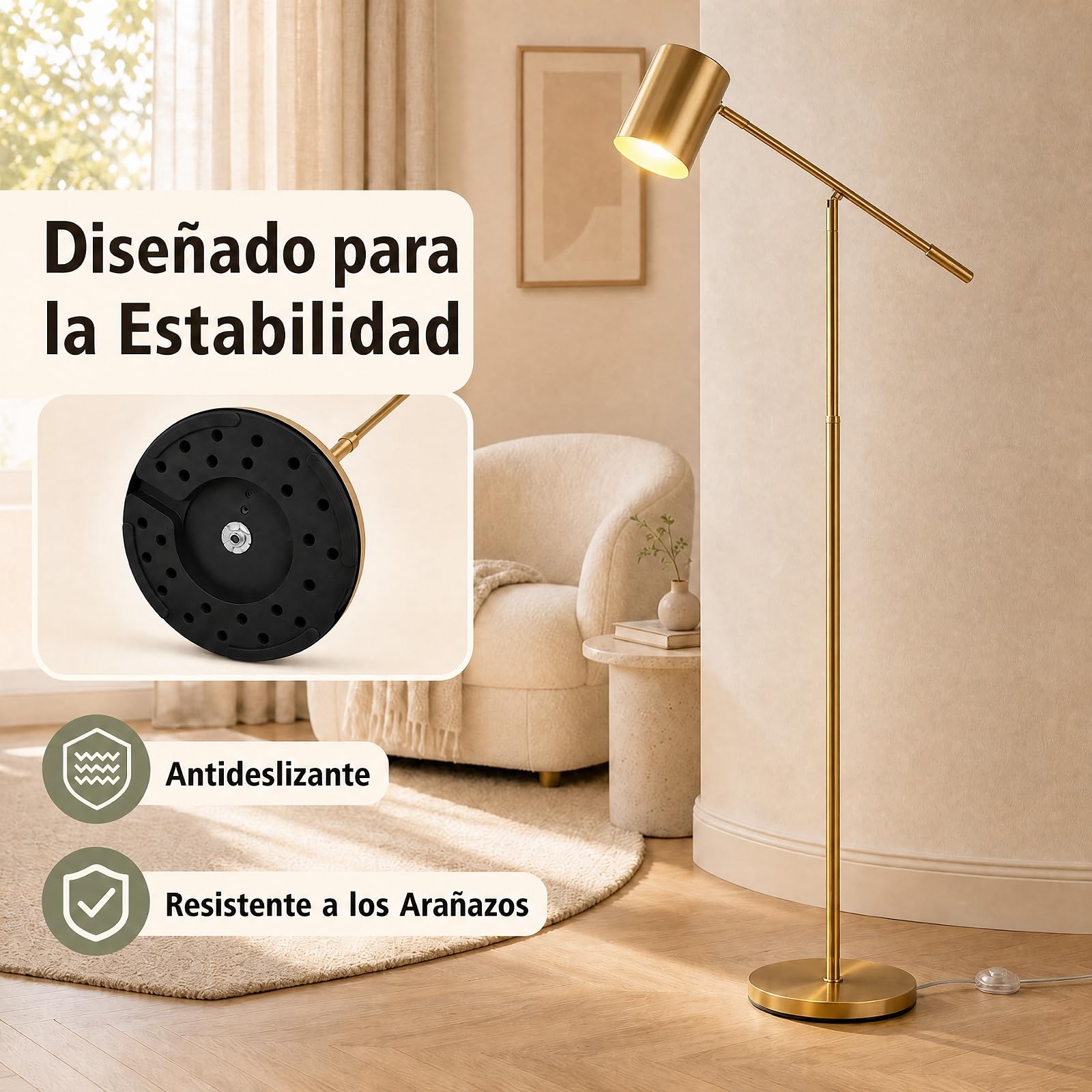 HOMASIS Lámpara de Pie, 175 cm Lámpara de Suelo con Casquillo E27