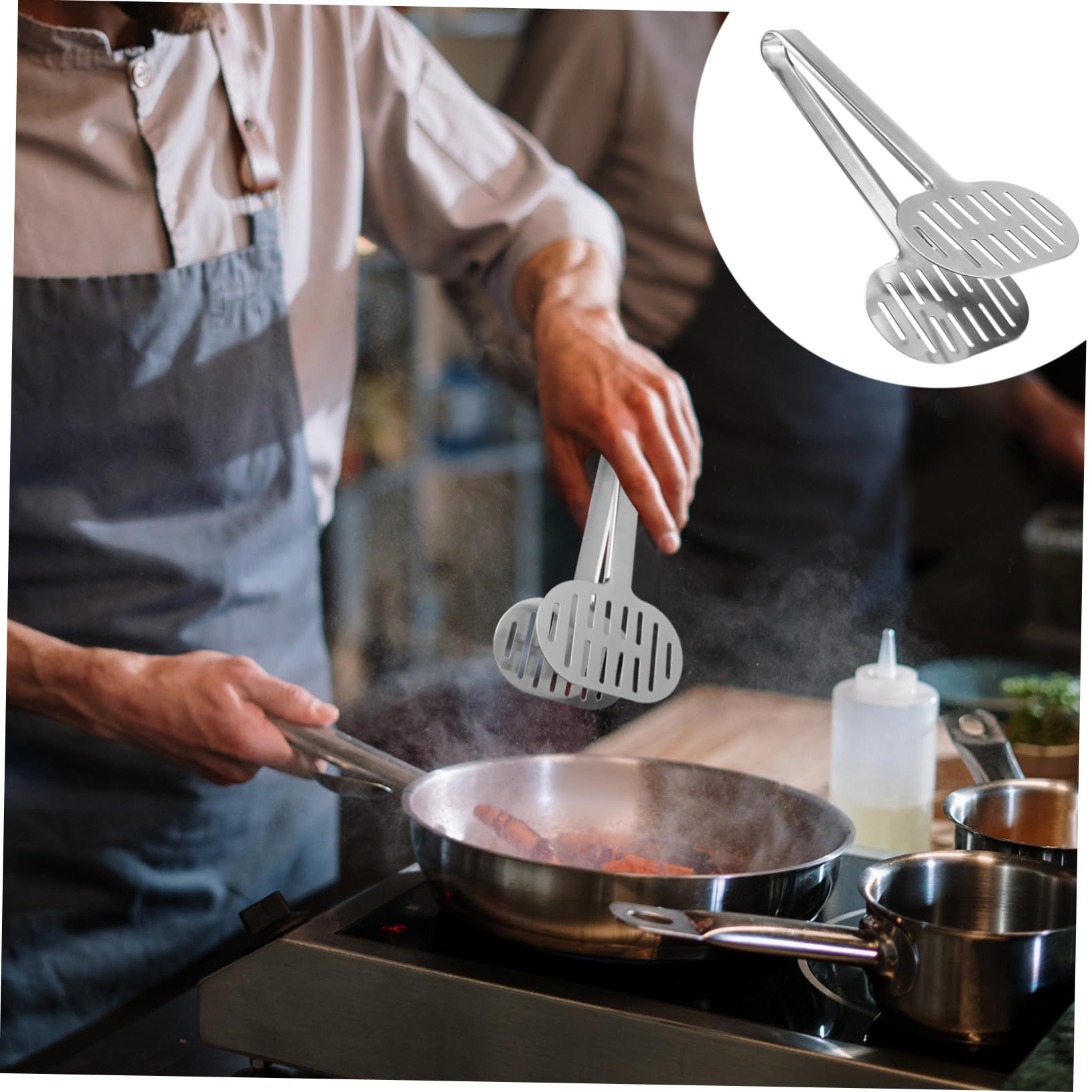 MAGICLULU 2 Piezas aperitivo barbacoa al aire libre pinza espátula pinzas para pasta pinzas de cocina para servir pinza para alimentos de acero inoxidable exterior clip de pan clip de comida