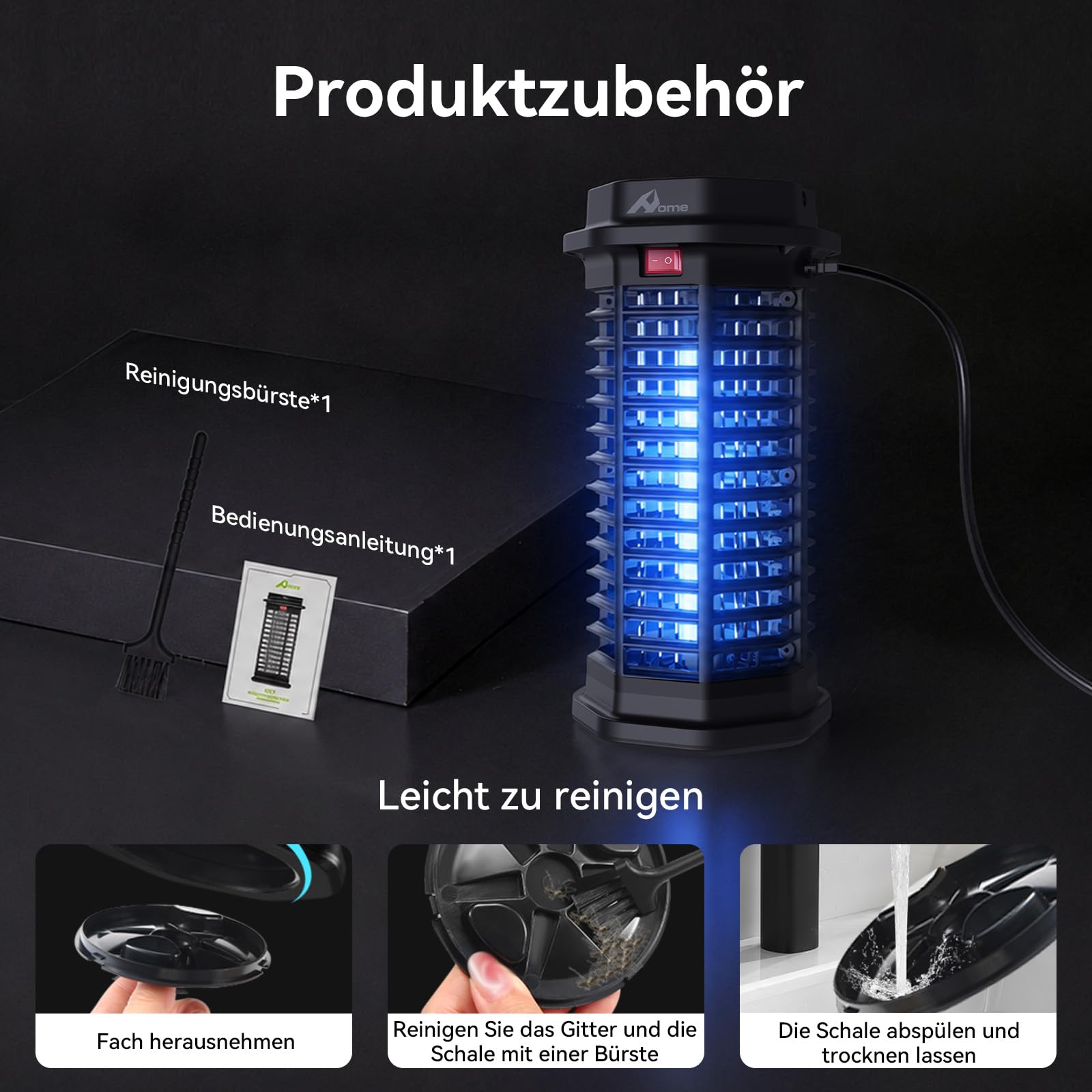 4200V Insektenvernichter elektrisch, UV-Falle gegen Mücken und Fliegen | 15W Mückenlampe, 7-mm-Sicherheitsgitter, IPX4 wasserdicht, chemiefrei, ideal für Garten, Balkon & Schlafzimmer