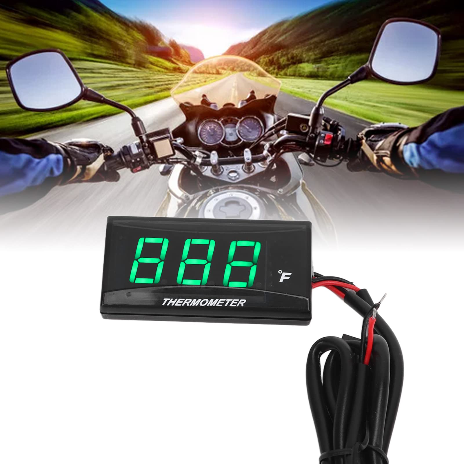 Wakects Termometro Digitale del Calibro DI Temperatura dell'ACQUA Visualizzazione LCD METTER CEMPO DI ACQUA MOTORE UNIVERSALE con Retroilluminazione per Motociclette (GREEN)