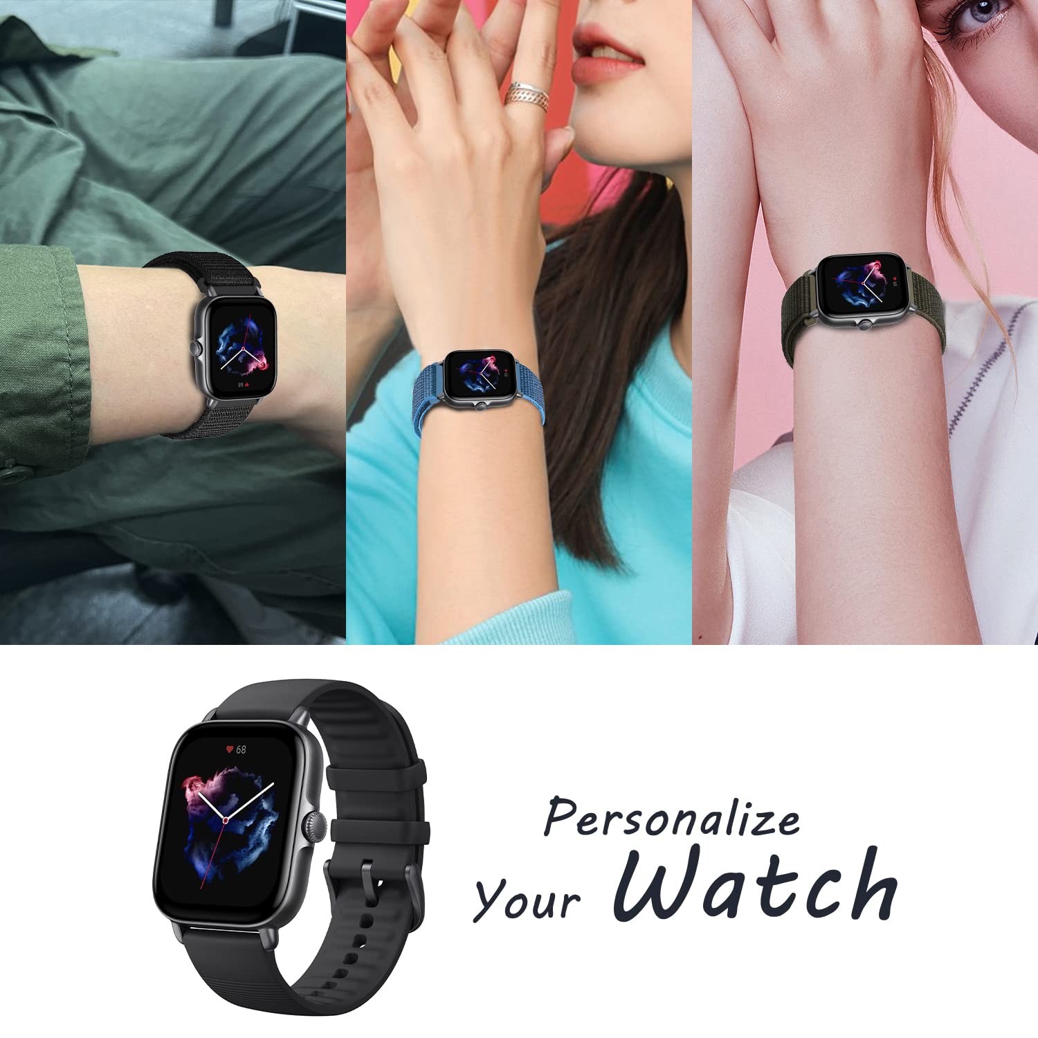 Niboow 20mm Cinturino per Amazfit GTR Mini/GTS 4/GTS 4 Mini/GTS 2 Mini/GTS 3 /GTS 2/GTS 2e, Nylon Intrecciato Regolabile Cinturino per Amazfit Bip 3 Pro/Bip 3/Bip S/Bip U Pro (Blu Albicocca
