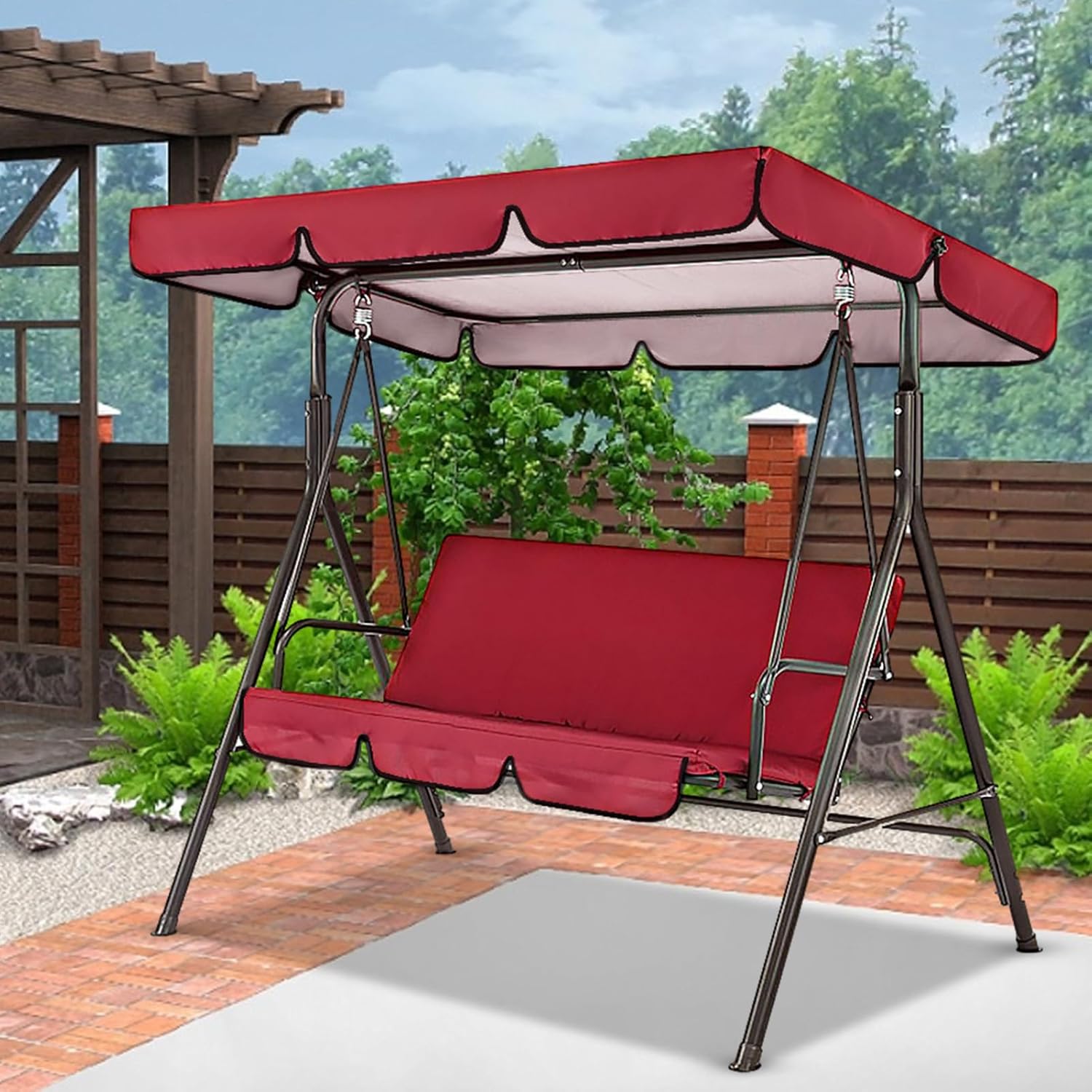Outdoor 3 Seater Patio Swing Cushion Cover Replacement with Canopy- 59x20x4 Inch Protective Outdoor Swing Seat Cover for Garden Swing Seat Cushion-No Rack