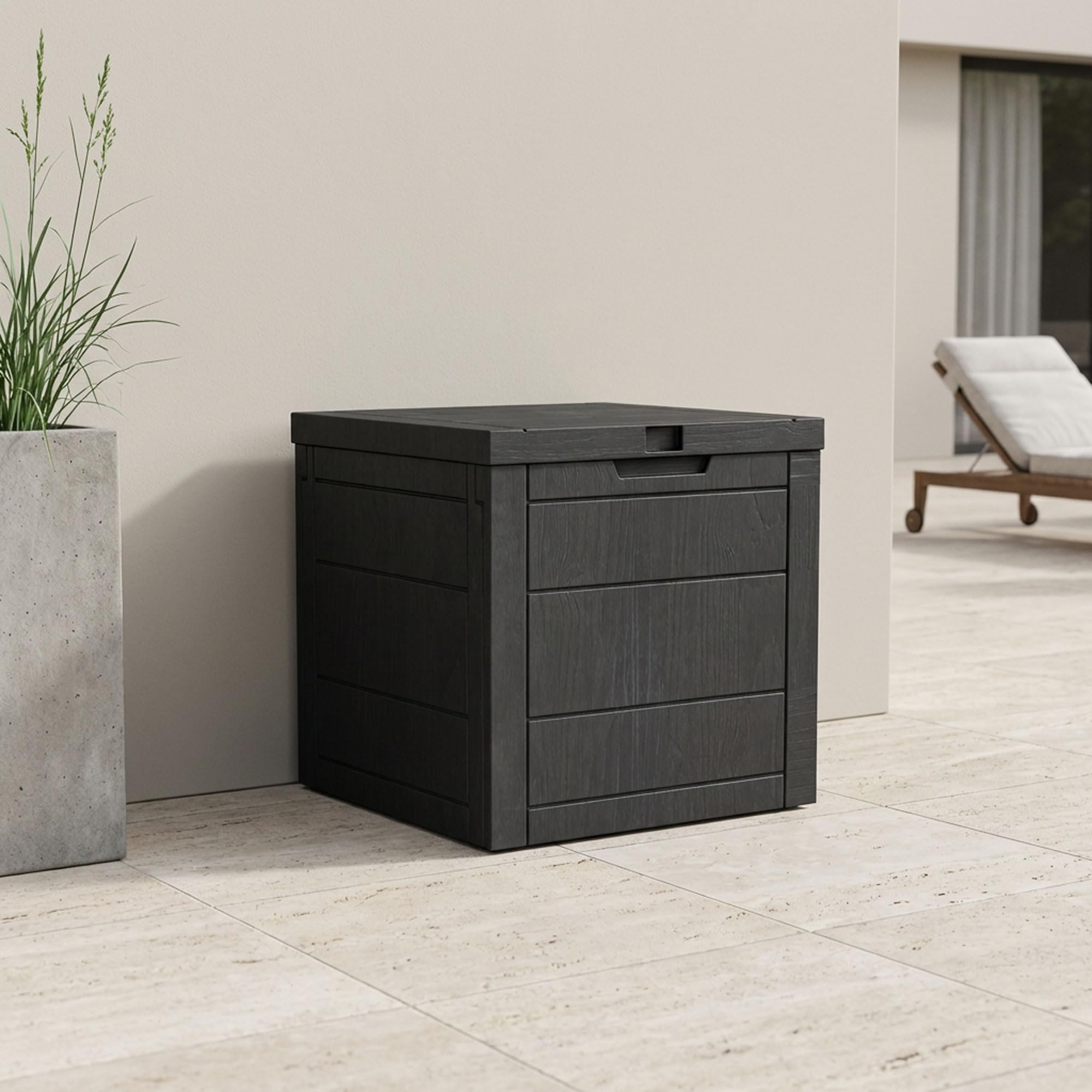 FRANKYSTAR® Neo 35 - Baule Portaoggetti da Giardino 54x53x56 cm Contenitore Lucchettabile in Resina Antracite