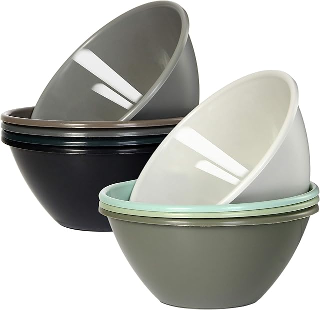 Youngever 9 Pack 1000ML Plastic Bowls, Re-usable Large Cereal Bowls, Large Soup Bowls, Set of 9 in 9 Assorted Colors (Urban)