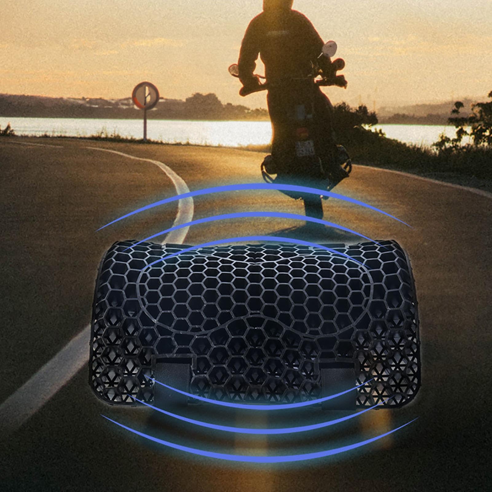 Cuscino Sella Moto per Ducati Scrambler 800 Scrambler800, Cuscino d'Aria in Gel Memory, Cuscino Smorzamento Ergonomica, Protezione Solare, Traspirante, Comodo