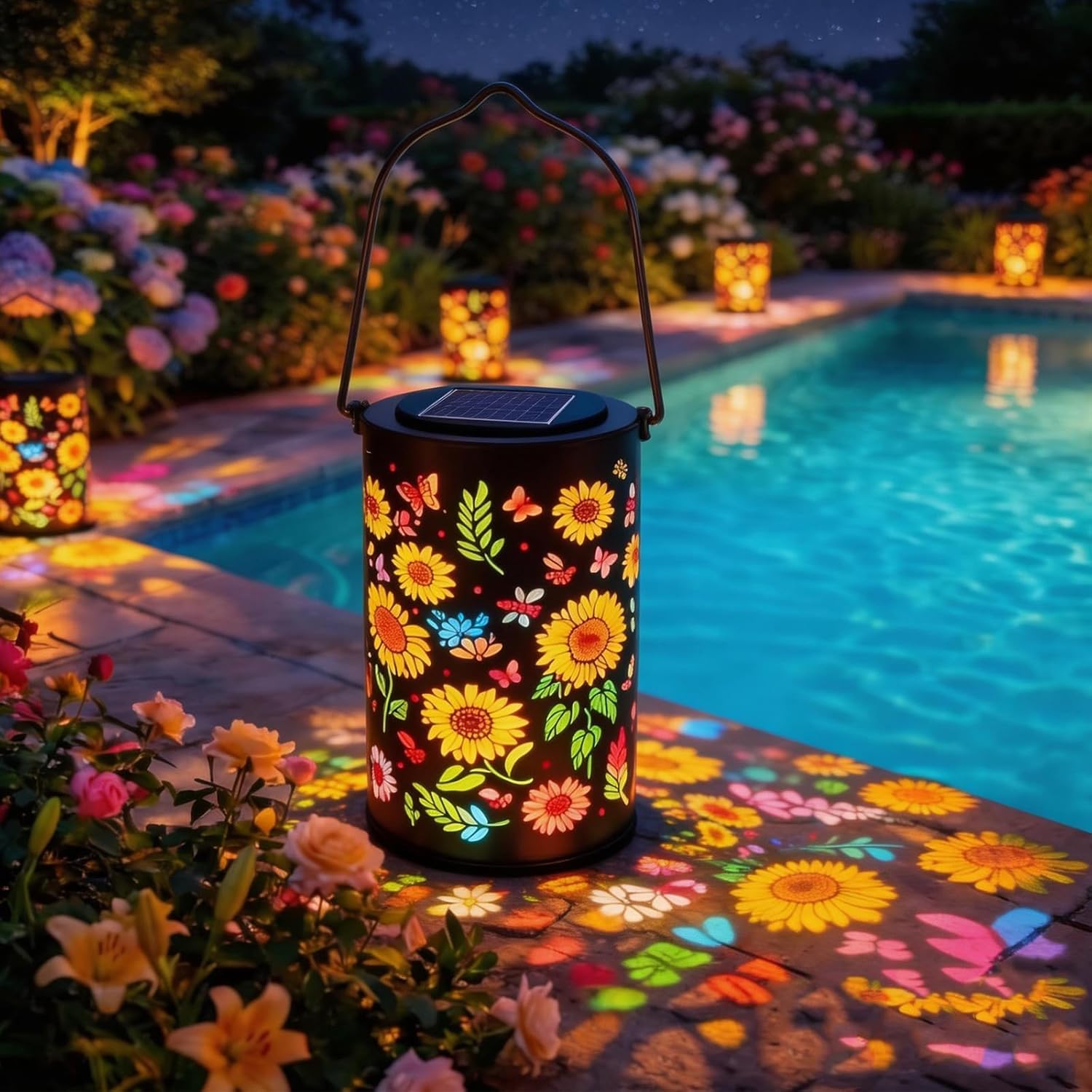 Solar Garden Lights Outdoor Waterproof - Sunflower Solar Lanterns Hanging for Yard Patio Porch Decor, Mothers Day Birthday Gifts for Women Mom Grandma