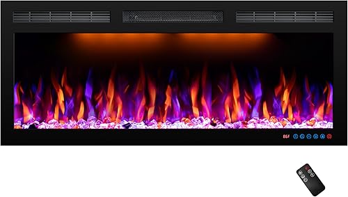 Dreamflame Chimenea eléctrica de 40 pulgadas, empotrada y montada en la pared con pantalla más grande, llama colorida cálida y decora el hogar con