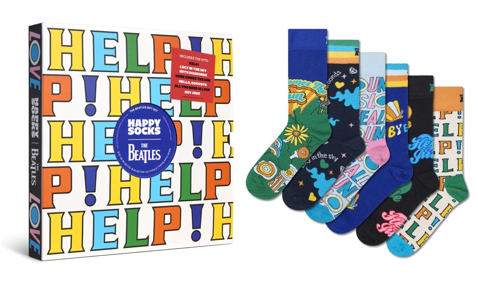 Happy Socks Calcetines The Beatles 6-Pack Gift Set Algodón Unisex Negro 41-46