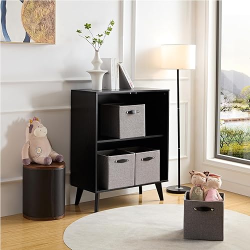 Miniatura 6 de FABINADO Cubos de almacenamiento gruesos, cubo de almacenamiento plegable de 11 pulgadas con asas dobles para estante de almacenamiento cúbico,