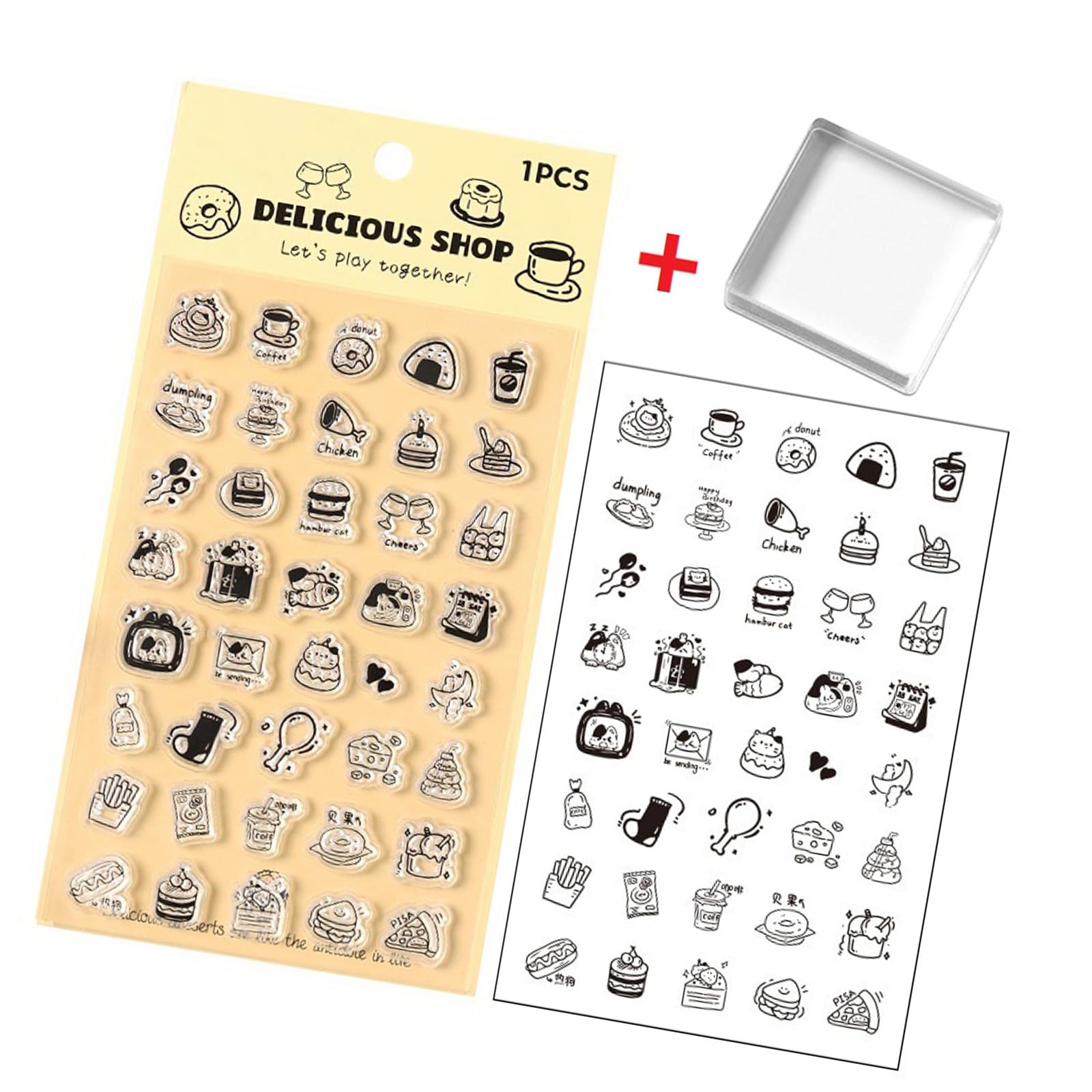 Artistic Pattern Clear Silicone Stamper Set with Acrylic Handle for Notebook Journal Diary Album Scrapbooking Decoration Scrapbooking Seal Set