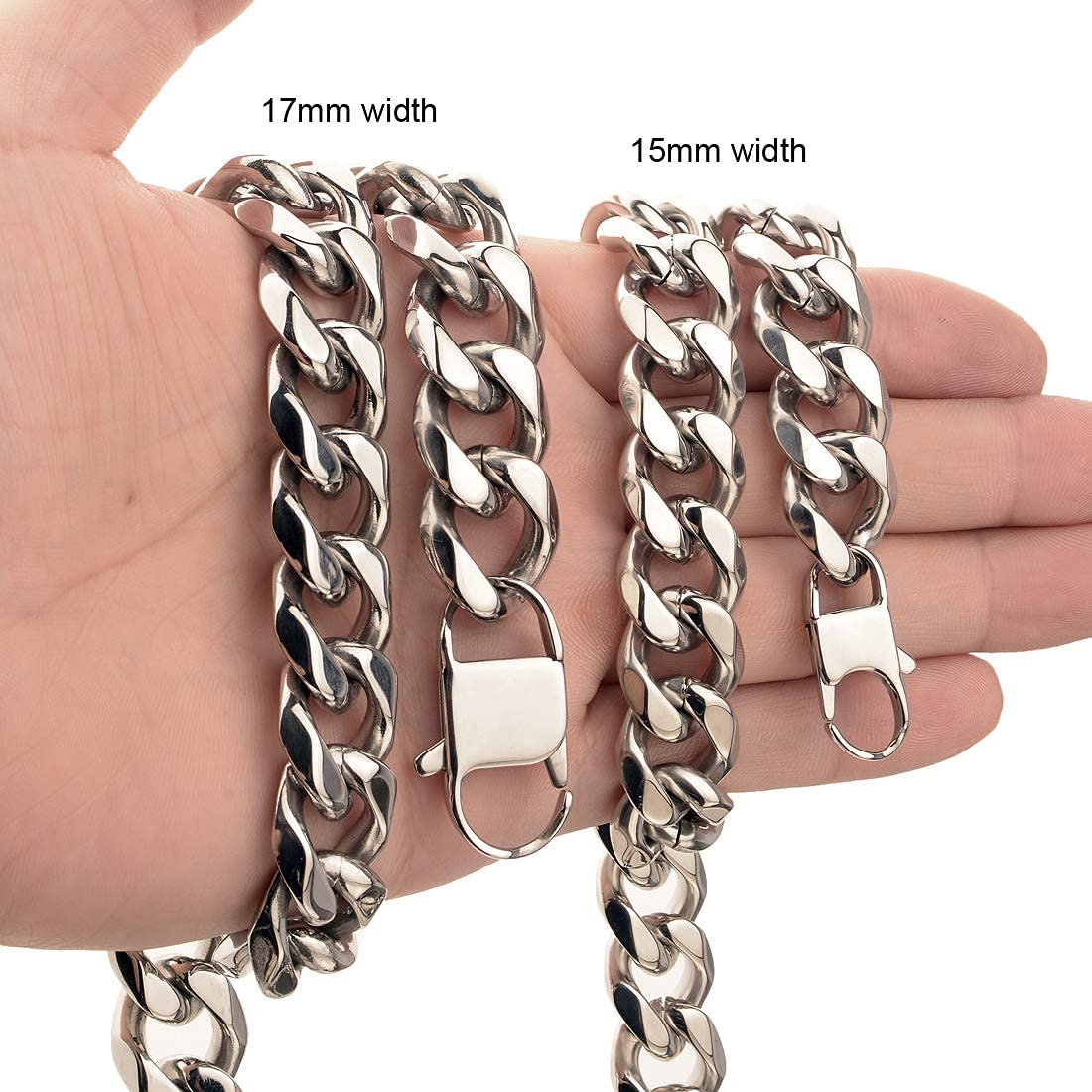 Hip Hop Mens Choker Stainless Steel Miami Chain Curb Cuban Link Rapper Necklace Jewelry with Tail