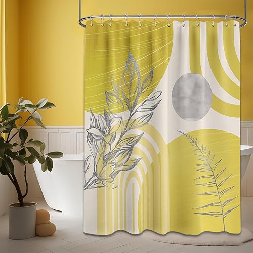 Miniatura 100 de Cortina de ducha moderna de mediados de siglo en blanco y negro, cortinas de ducha para hombre, juego de decoración de baño para hombres, patrón