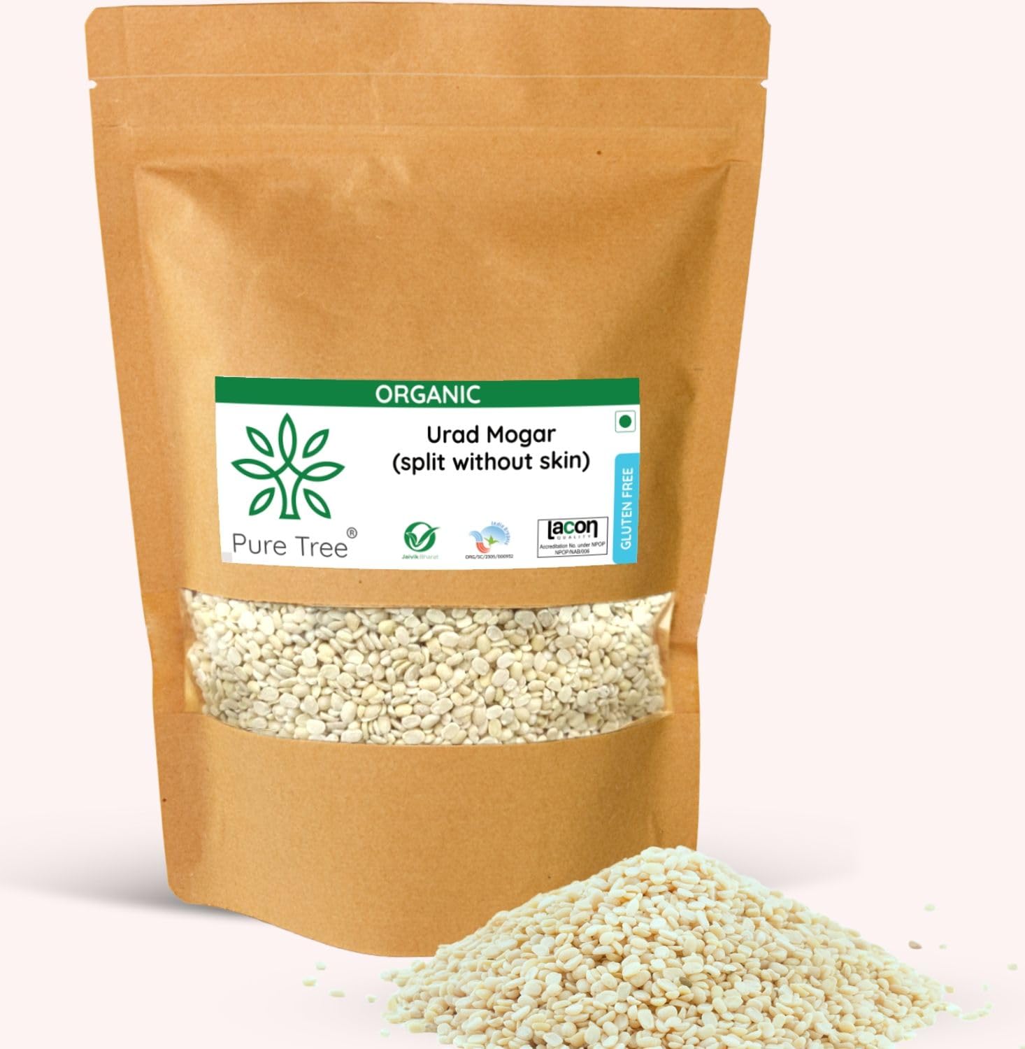 Pure Tree Certified Organic Urad Dal Split Without Skin | 900 g | White Urad Dal Split | Dhuli Urad Daal White Minapa Pappu | Urad Dhuli Dal | Gluten-Free Uzhunnu Parippu (B09M3S78MX) Amazon Price History, Amazon Price Tracker