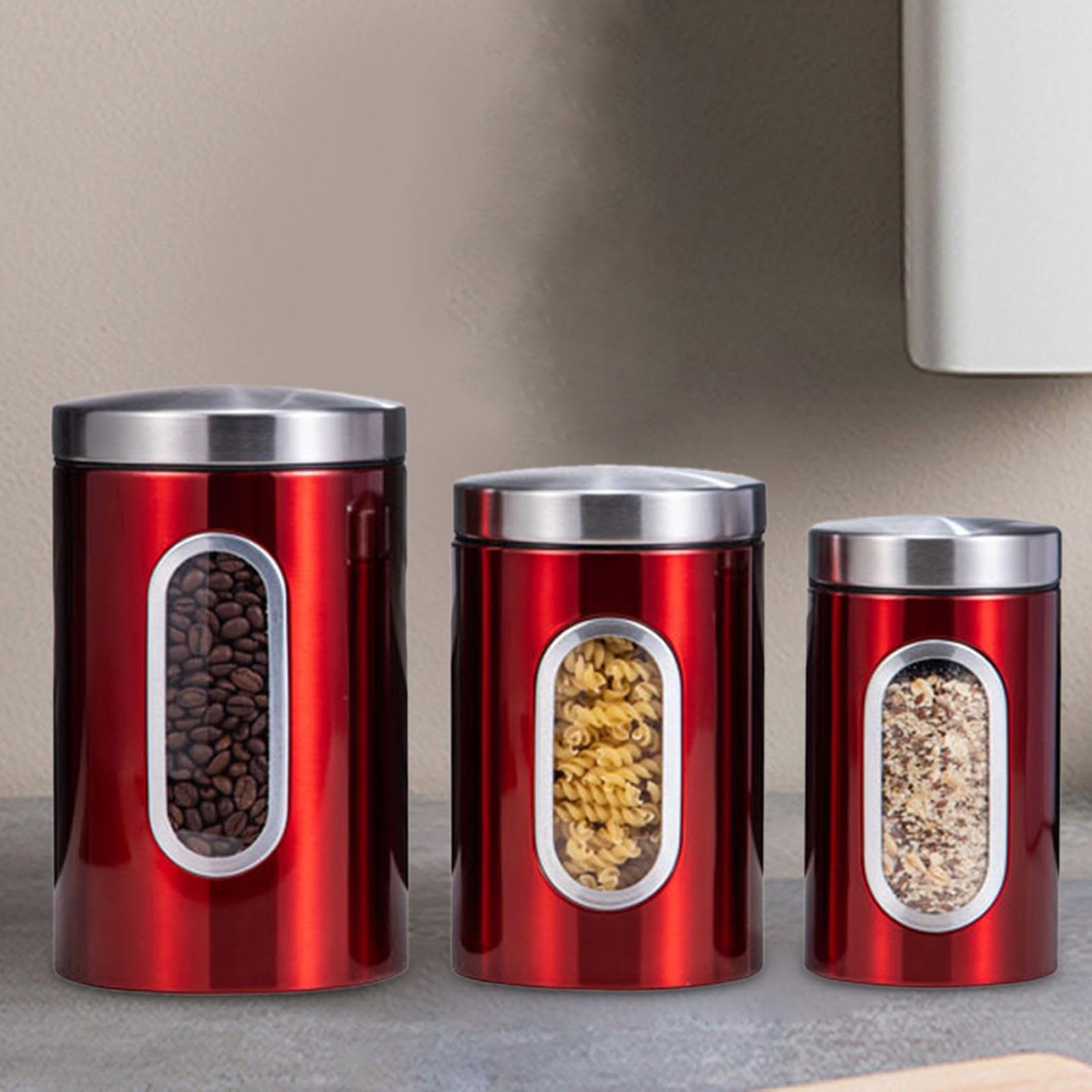 Homyl 3X Barattoli in Acciaio Inossidabile Contenitori da Cucina per Riso, Pasta