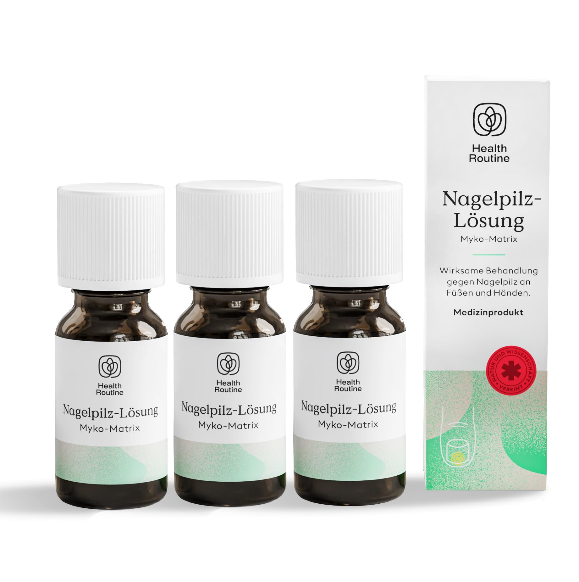 Health Routine Myko-Matrix Nagelpilz Lösung – 3er Pack CE-zertifiziertes Medizinprodukt - Nagelpilz Nagellack zur Nagelpflege – Entwickelt in Österreich - Nagelhärter - Nagelöl Geeignet für Fuß & Hand