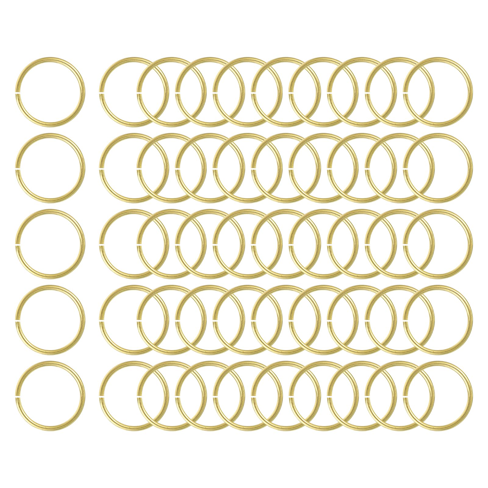 sourcing map 50Pcs Open Jump Rings, 25mm/0.98" OD Brass Jump Ring Connectors 2mm Thick O Rings for Necklaces Bracelet Jewelry Making Keychain DIY Craft, Gold Tone
