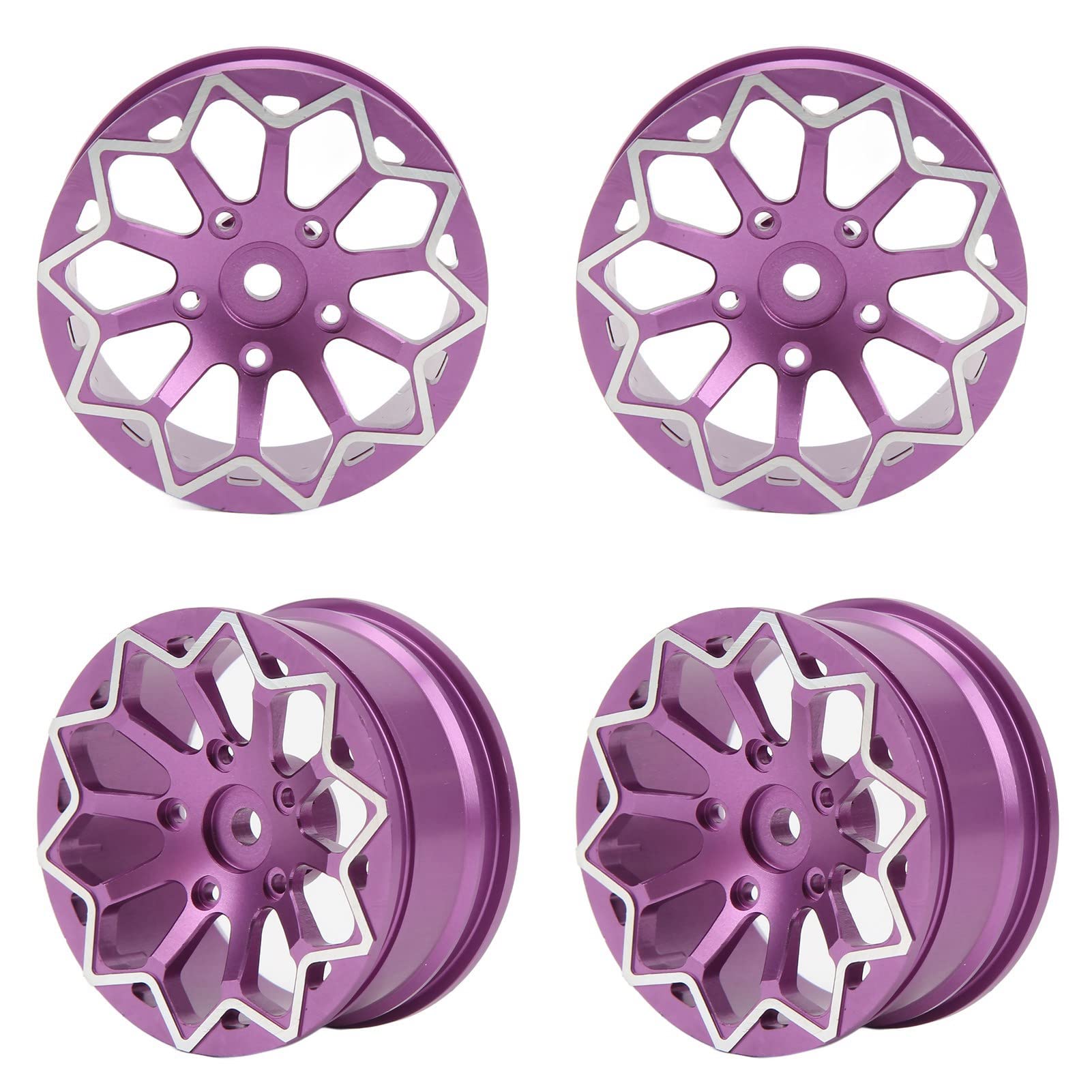 52mm aluminiowe felgi RC ze stopu aluminium wysoka wydajność trwałe lekkie do samochodu wyścigowego 1/10 Drift On Road Racing kompatybilne z HSP HPI Kyosho (Purple)