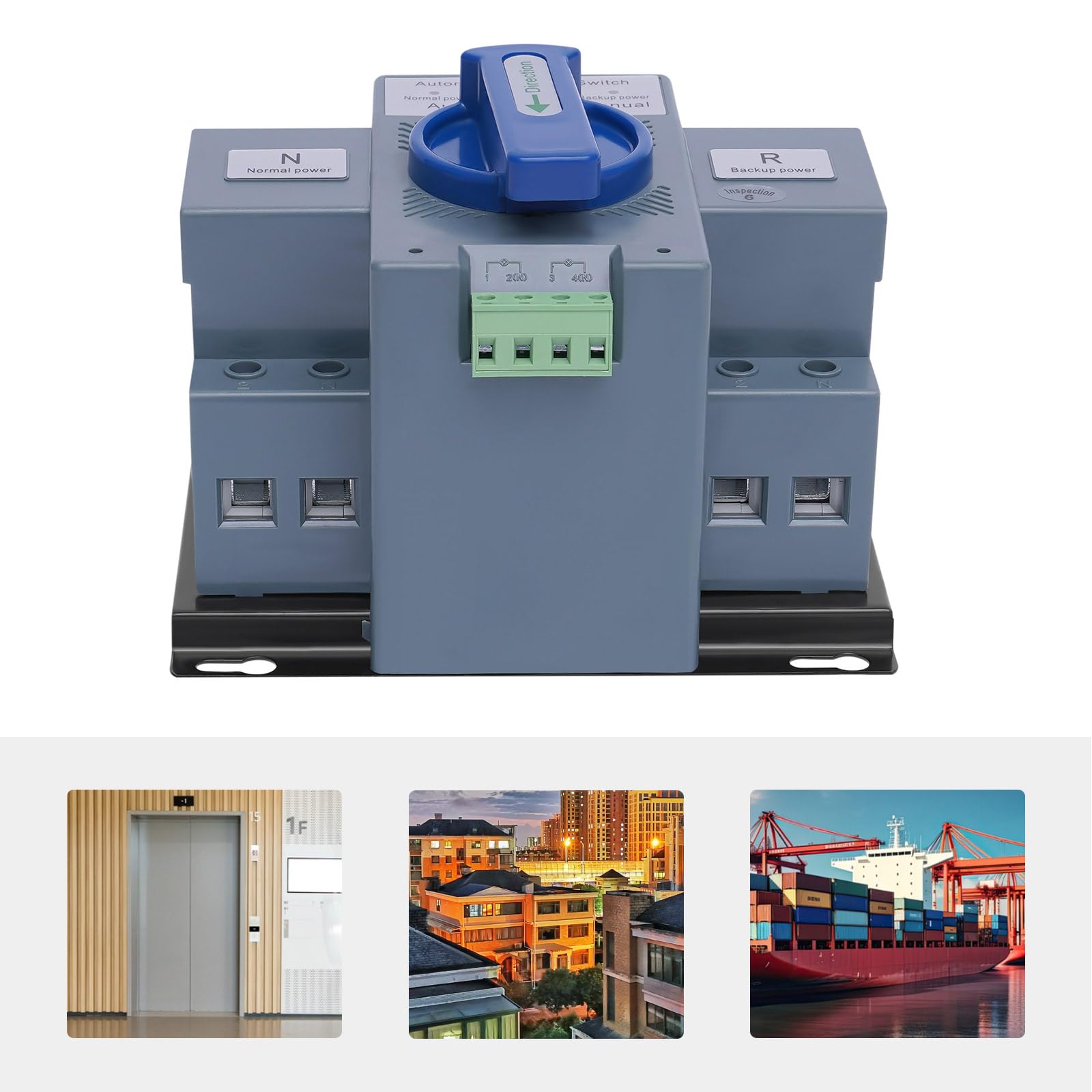 MINRS Interruttore di trasferimento automatico Dual Power 2P 63A AC 220V Corrente di emergenza Commutatore automatico per elettricità domestica, ospedali, hotel, centri commerciali e banche